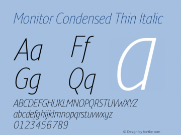 Monitor Condensed Thin Italic Version 3.001图片样张