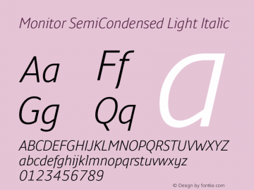 Monitor SemiCondensed Light Italic Version 3.001图片样张