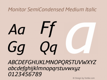 Monitor SemiCondensed Medium Italic Version 3.001图片样张