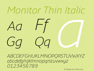 Monitor Thin Italic Version 3.001图片样张