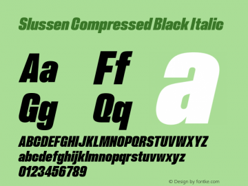 Slussen Compressed Black Italic Version 1.000;Glyphs 3.1.1 (3148)图片样张
