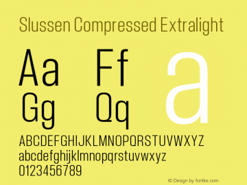 Slussen Compressed Extralight Version 1.000;Glyphs 3.1.1 (3148)图片样张