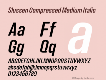 Slussen Compressed Medium Italic Version 1.000;Glyphs 3.1.1 (3148)图片样张