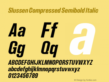 Slussen Compressed Semibold Italic Version 1.000;Glyphs 3.1.1 (3148)图片样张