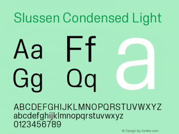 Slussen Condensed Light Version 1.000;Glyphs 3.1.1 (3148)图片样张