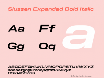 Slussen Expanded Bold Italic Version 1.000;Glyphs 3.1.1 (3148)图片样张