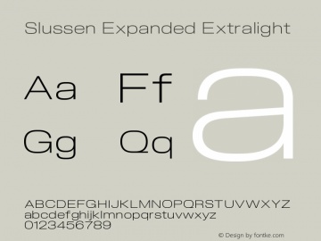 Slussen Expanded Extralight Version 1.000;Glyphs 3.1.1 (3148)图片样张