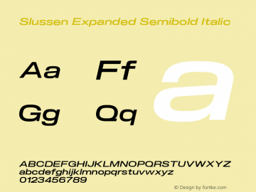 Slussen Expanded Semibold Italic Version 1.000;Glyphs 3.1.1 (3148)图片样张