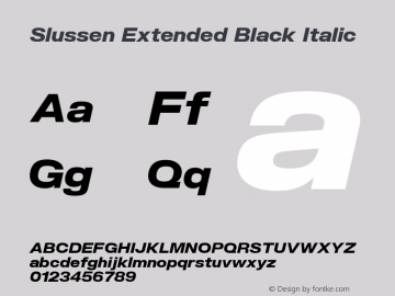 Slussen Extended Black Italic Version 1.000;Glyphs 3.1.1 (3148)图片样张