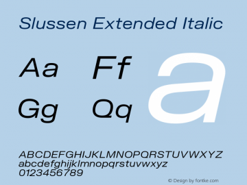 Slussen Extended Italic Version 1.000;Glyphs 3.1.1 (3148)图片样张
