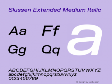 Slussen Extended Medium Italic Version 1.000;Glyphs 3.1.1 (3148)图片样张