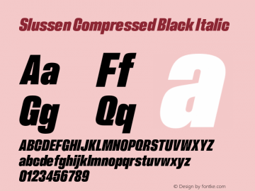 Slussen-CompressedBlackItalic Version 1.000;Glyphs 3.1.1 (3148)图片样张