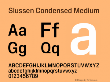 Slussen-CondensedMedium Version 1.000;Glyphs 3.1.1 (3148)图片样张