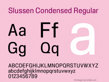 Slussen-CondensedRegular Version 1.000;Glyphs 3.1.1 (3148)图片样张