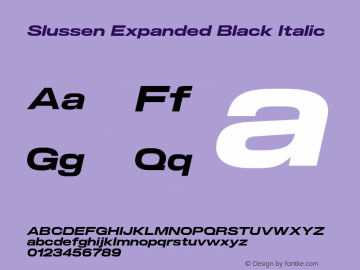 Slussen-ExpandedBlackItalic Version 1.000;Glyphs 3.1.1 (3148)图片样张