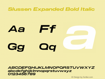 Slussen-ExpandedBoldItalic Version 1.000;Glyphs 3.1.1 (3148)图片样张