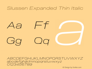 Slussen-ExpandedThinItalic Version 1.000;Glyphs 3.1.1 (3148)图片样张