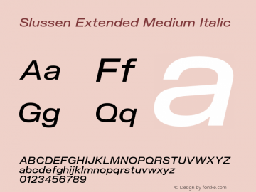 Slussen-ExtendedMediumItalic Version 1.000;Glyphs 3.1.1 (3148)图片样张