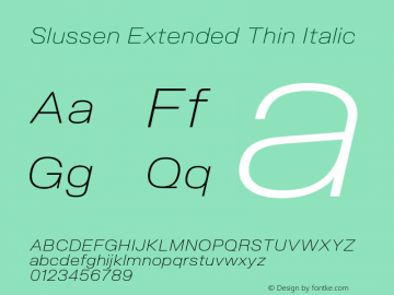 Slussen-ExtendedThinItalic Version 1.000;Glyphs 3.1.1 (3148)图片样张