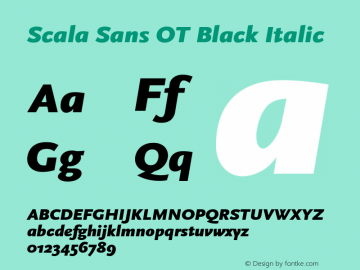 Scala Sans OT Black Italic Version 7.600, build 1027, FoPs, FL 5.04图片样张