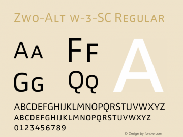 Zwo-Alt w-3-SC Regular 4.313 Font Sample