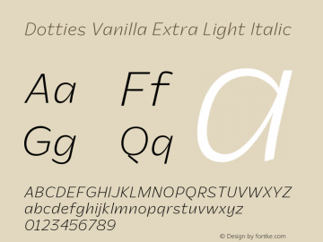 Dotties Vanilla Extra Light Italic Version 1.000;Dotties Chocolate图片样张