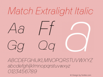 Match Extralight Italic Version 1.000;Glyphs 3.1.1 (3140)图片样张