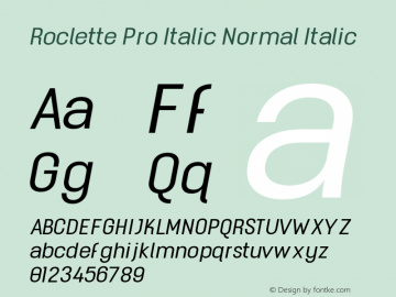 Roclette Pro Italic Normal Italic Version 2.000;FEAKit 1.0图片样张