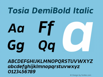 Tosia DemiBold Italic Version 1.000;PS 001.000;hotconv 1.0.88;makeotf.lib2.5.64775图片样张