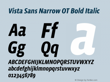 Vista Sans Narrow OT Bold Italic Version 1.000 | web-otf图片样张