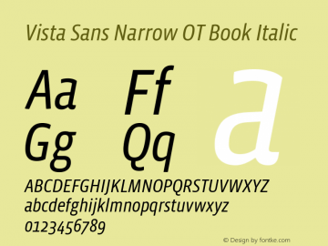 Vista Sans Narrow OT Book Italic Version 1.000 | web-otf图片样张