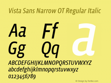 Vista Sans Narrow OT Regular Italic Version 1.000 | web-otf图片样张