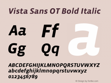 Vista Sans OT Bold Italic Version 2.000 | web-otf图片样张