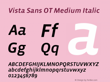 Vista Sans OT Medium Italic Version 2.000 | web-otf图片样张
