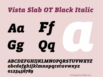 VistaSlabOT-BlackItalic Version 1.000;PS 001.000;hotconv 1.0.50;makeotf.lib2.0.16970图片样张