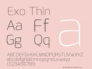 Exo Thin Version 1.00 Font Sample