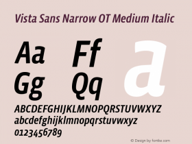Vista Sans Narrow OT Medium Italic Version 1.000 | web-otf图片样张