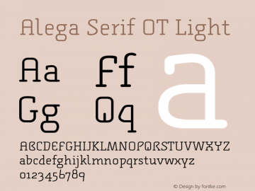 AlegaSerifOT-Light Version 7.504; 2008; Build 1002图片样张