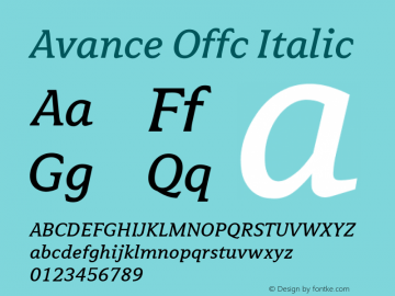 Avance Offc Italic Version 7.504; 2010; Build 1021图片样张
