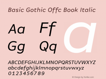 Basic Gothic Offc Book Italic Version 7.504; 2010; Build 1001图片样张