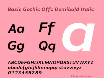 Basic Gothic Offc Demibold Italic Version 7.504; 2010; Build 1001图片样张