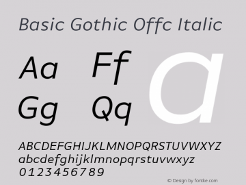 Basic Gothic Offc Italic Version 7.504; 2010; Build 1001图片样张
