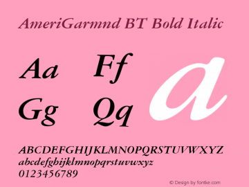 AmeriGarmnd BT Bold Italic Version 1.01 emb4-OT图片样张