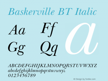 Baskerville BT Italic Version 1.01 emb4-OT图片样张