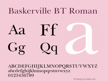 Baskerville BT Roman Version 1.01 emb4-OT图片样张