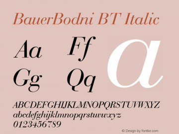 BauerBodni BT Italic Version 1.01 emb4-OT图片样张