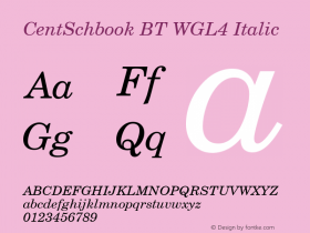 CentSchbook BT WGL4 Italic Version 2.01 Bitstream WGL4 Set图片样张