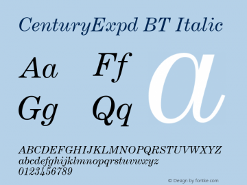 CenturyExpd BT Italic Version 1.01 emb4-OT图片样张