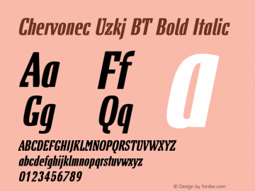 Chervonec Uzkj BT Bold Italic Version 1.01 emb4-OT图片样张