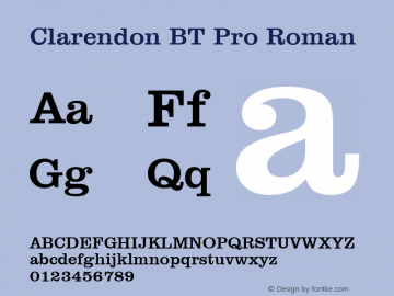 Clarendon BT Pro Roman Version 1.10图片样张